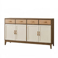Buffet 160 x 40 x 85 cm en bois brun et blanc avec tiroirs en rotin style naturel