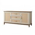 Buffet 160 x 40 x 85 cm beige et marron en panneaux effet bois avec portes tressées et tiroirs