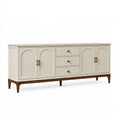 Buffet 180 x 45 x 85 cm en bois crème et brun avec 3 tiroirs style rétro