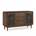 Buffet de rangement 160 x 45 x 85 cm en bois brun à 2 portes et 3 tiroirs style rétro