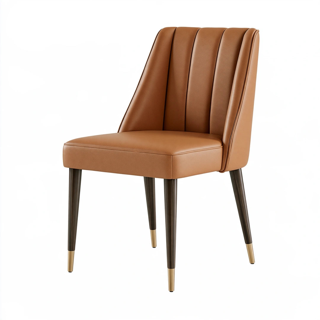 Chaise de salle à manger 52 x 60 x 88 cm en similicuir marron style moderne
