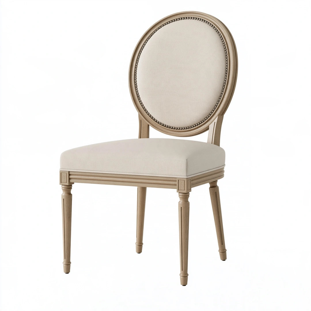 Chaise de salle à manger 50 x 55 x 98 cm en bois beige avec assise rembourrée style classique