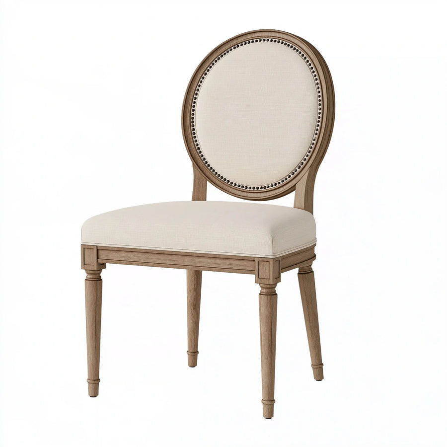 Chaise de salle à manger 50 x 55 x 97 cm en bois beige tissu style classique capitonné