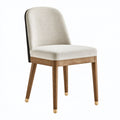 Chaise de salle à manger 48 x 58 x 85 cm en tissu beige et bois style contemporain