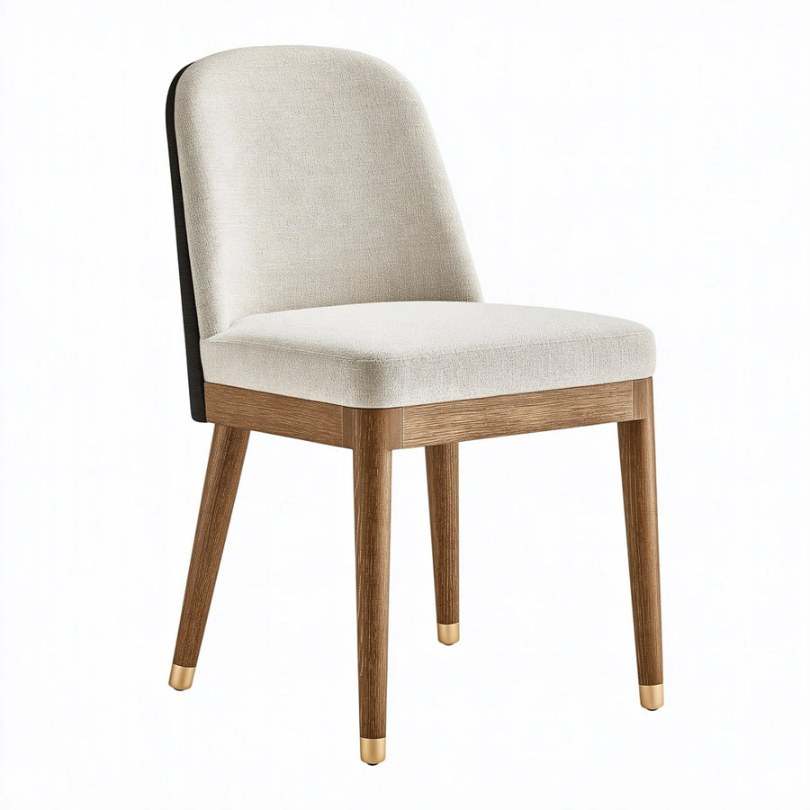 Chaise de salle à manger 48 x 58 x 85 cm en tissu beige et bois style contemporain
