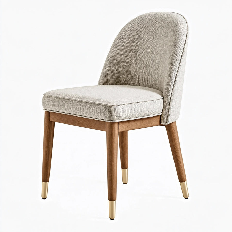 Chaise de salle à manger 50 x 60 x 85 cm en tissu beige avec pieds en bois style contemporain