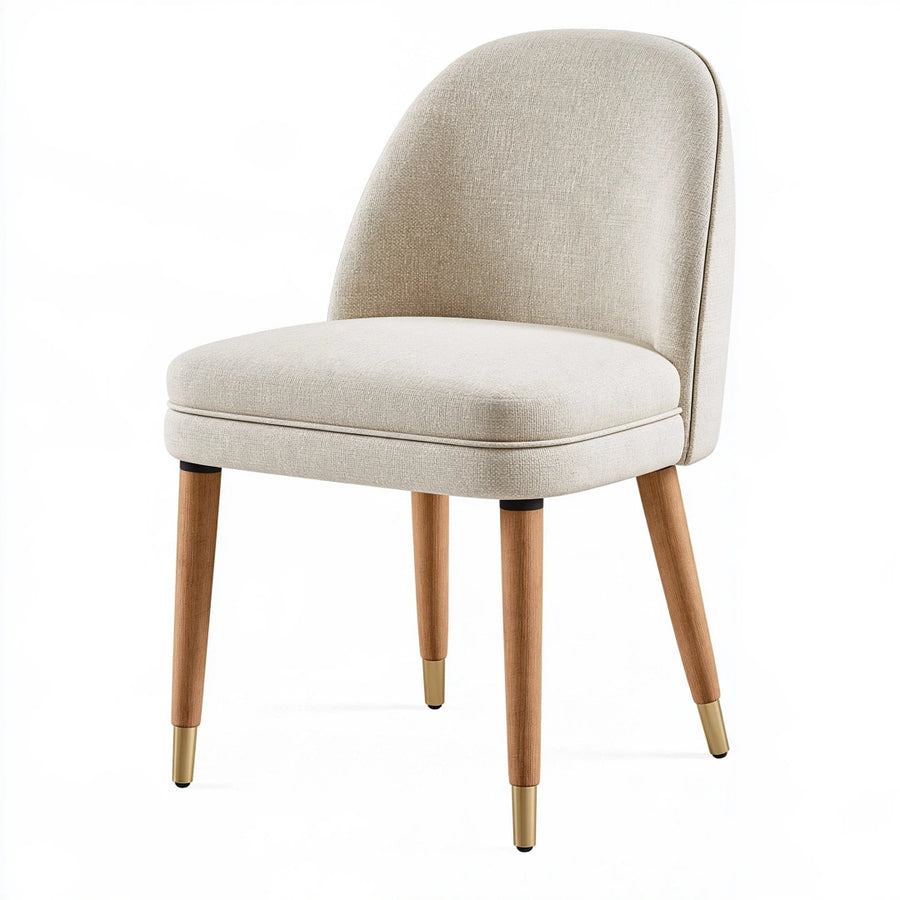 Chaise de salle à manger 50 x 58 x 85 cm tissu beige pieds en bois style contemporain