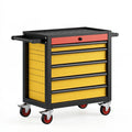 Servante d atelier 76 x 46 x 96 cm en acier noir jaune rouge avec 6 tiroirs et roulettes