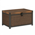 Coffre de rangement 100 x 50 x 55 cm en bois tressage marron et métal noir - style industriel