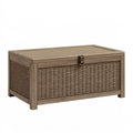 Coffre de rangement 100 x 50 x 50 cm effet rotin brun avec couvercle