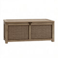 Coffre de rangement 120 x 55 x 60 cm en résine tressée taupe - extérieur avec couvercle