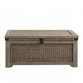 Coffre de rangement extérieur 120 x 60 x 60 cm bois et résine tressée gris brun avec couvercle