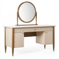 Coiffeuse 120 x 50 x 150 cm en bois beige et brun avec miroir style classique