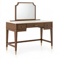 Coiffeuse 120 x 50 x 150 cm en bois marron avec miroir et 3 tiroirs style classique
