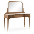 Coiffeuse 120 x 50 x 150 cm en bois marron avec miroir et tiroirs style classique