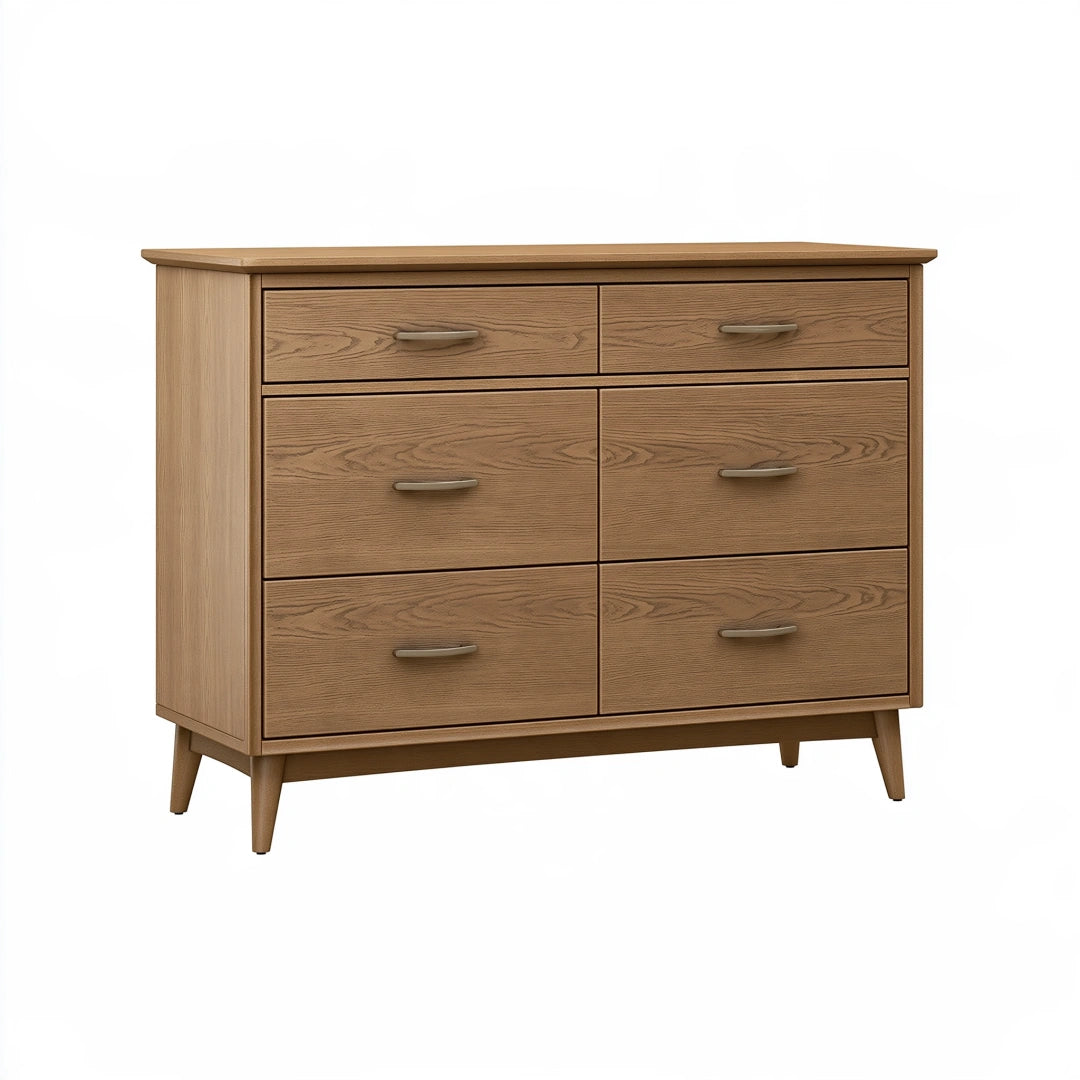 Commode 120 x 45 x 90 cm en bois marron à 6 tiroirs style moderne