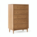 Commode 80 x 45 x 120 cm en bois marron à 5 tiroirs style rétro