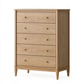 Commode 5 tiroirs 90 x 45 x 120 cm bois beige style classique rangement