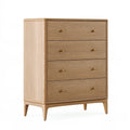 Commode 90 x 45 x 120 cm en bois brun clair à 4 tiroirs style scandinave